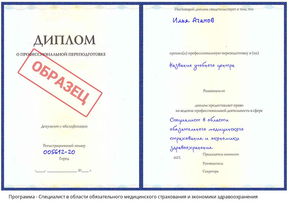Специалист в области обязательного медицинского страхования и экономики здравоохранения Ртищево