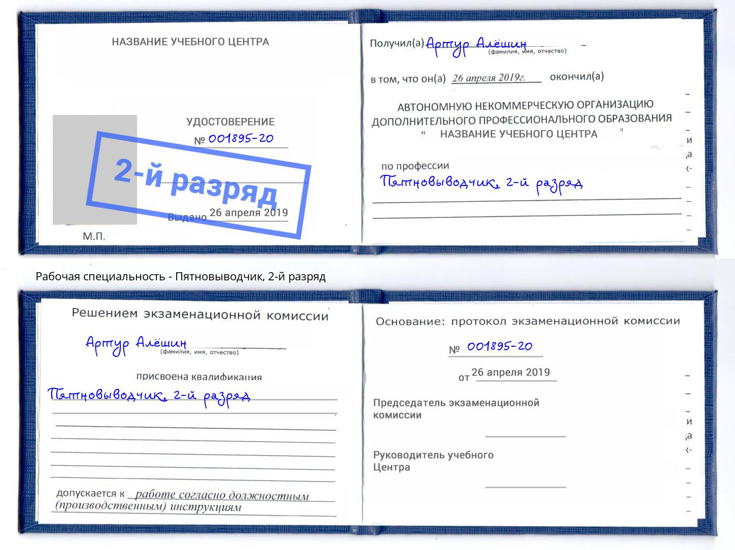 корочка 2-й разряд Пятновыводчик Ртищево