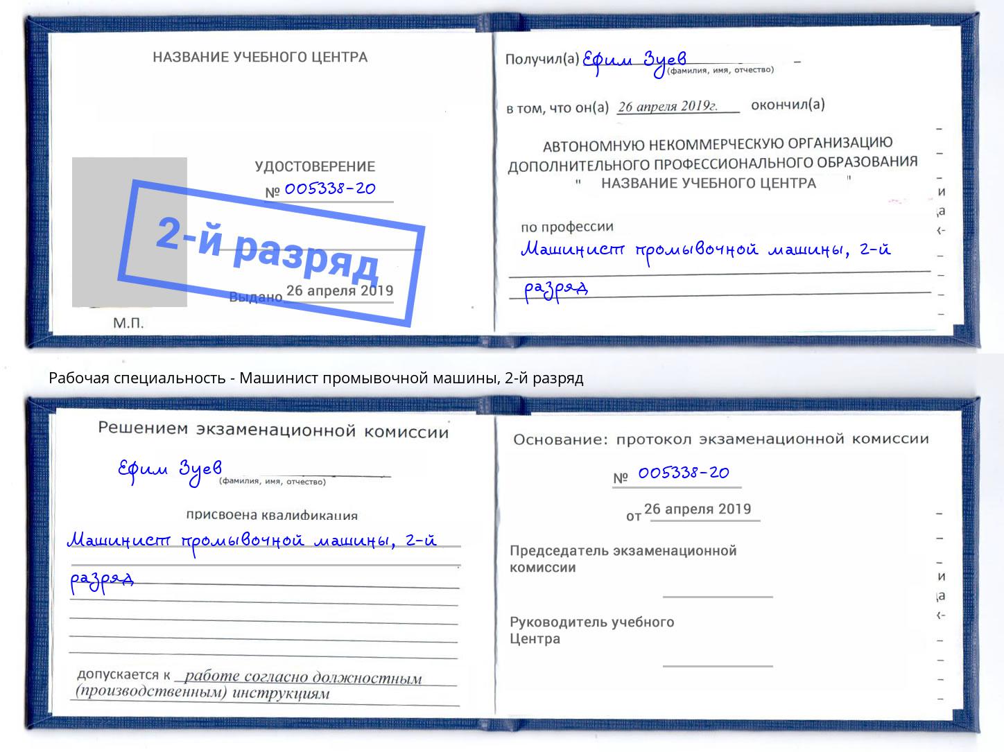 корочка 2-й разряд Машинист промывочной машины Ртищево