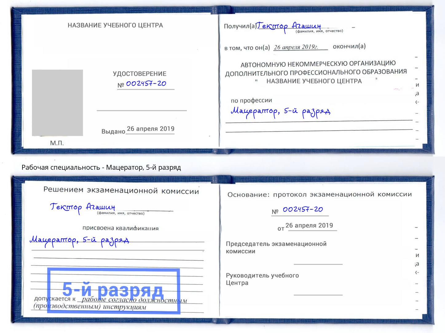 корочка 5-й разряд Мацератор Ртищево
