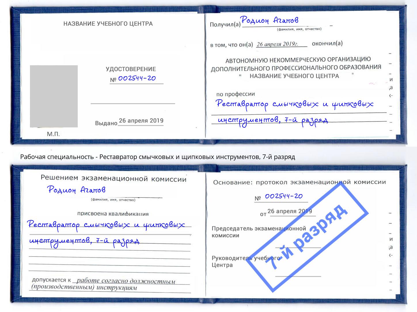 корочка 7-й разряд Реставратор смычковых и щипковых инструментов Ртищево